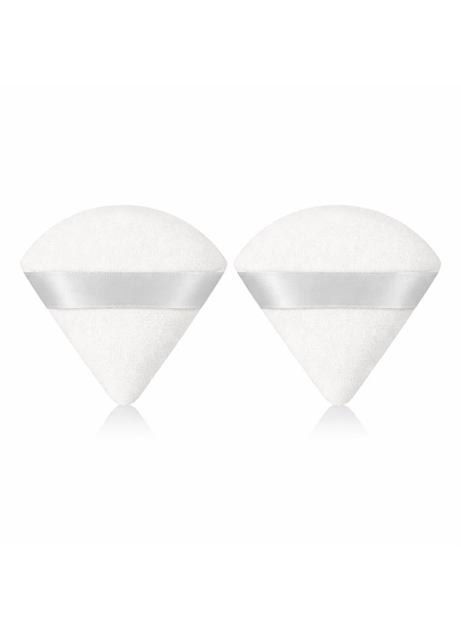 House of Aetheria ae 2 PCS Triangle White Powder Puffs Face Cosmetic Powder Puff Washable Reusable Soft Plush Powder Makeup Sponge - Image 1
